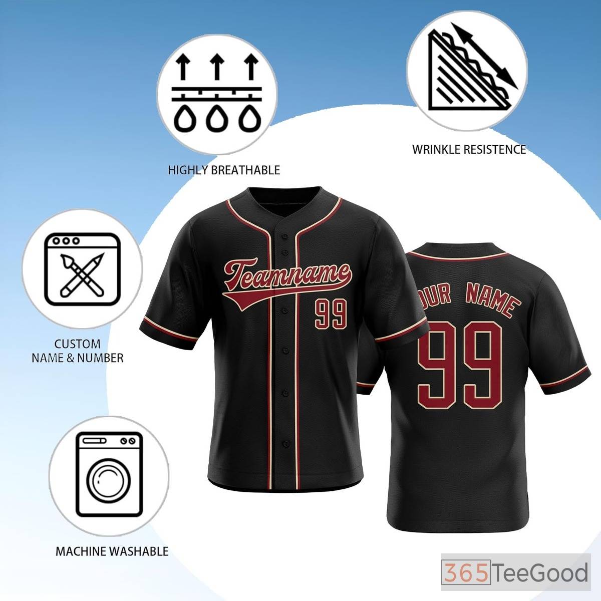 Black Baseball Jersey Tee for Men & Women – Ready for Your Custom Artwork