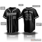 Black Baseball Jersey Tee for Men & Women - Design Your Custom Name & Number