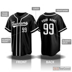 Black Baseball Jersey Tee for Men & Women - Customize Your Team or Player Look