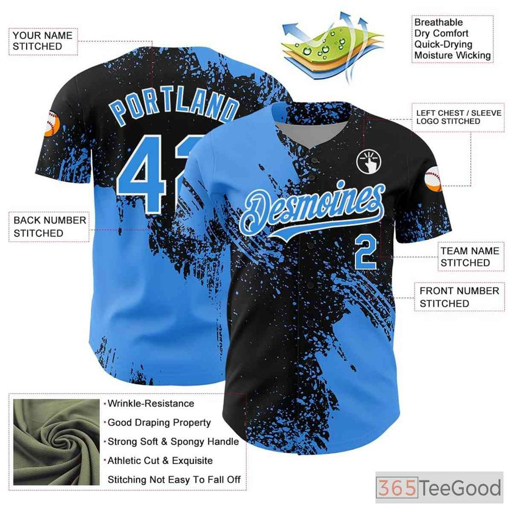 Black Baseball Jersey Tee for Men & Women - Stitched Player & Team Customization