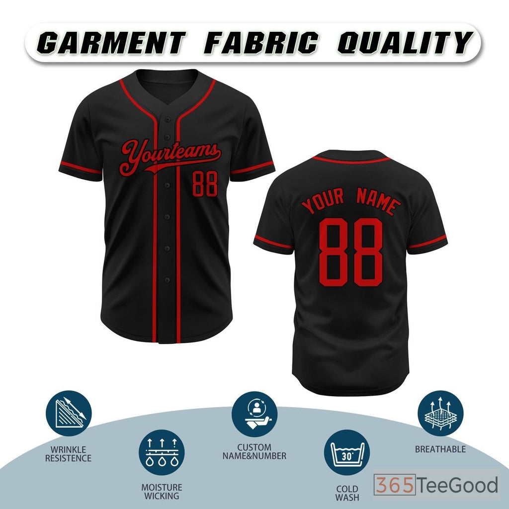 Black Baseball Jersey Tee for Men & Women - A smooth choice for custom apparel