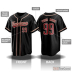 Black Baseball Jersey Tee for Men & Women - Your Custom Name, Number & Text