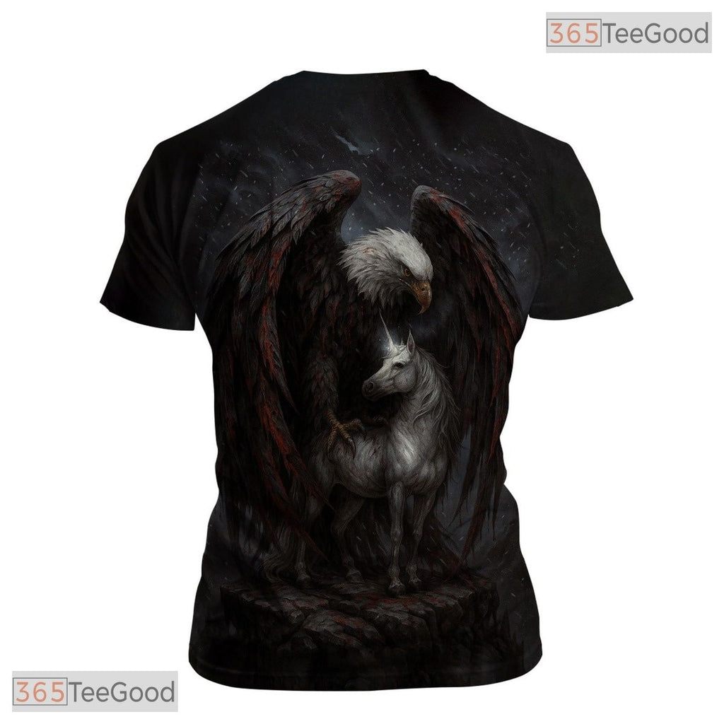 Dark Black Fantasy Horse Animal Graphic Novelty 3D Printed Casual Unisex T-Shirt Top