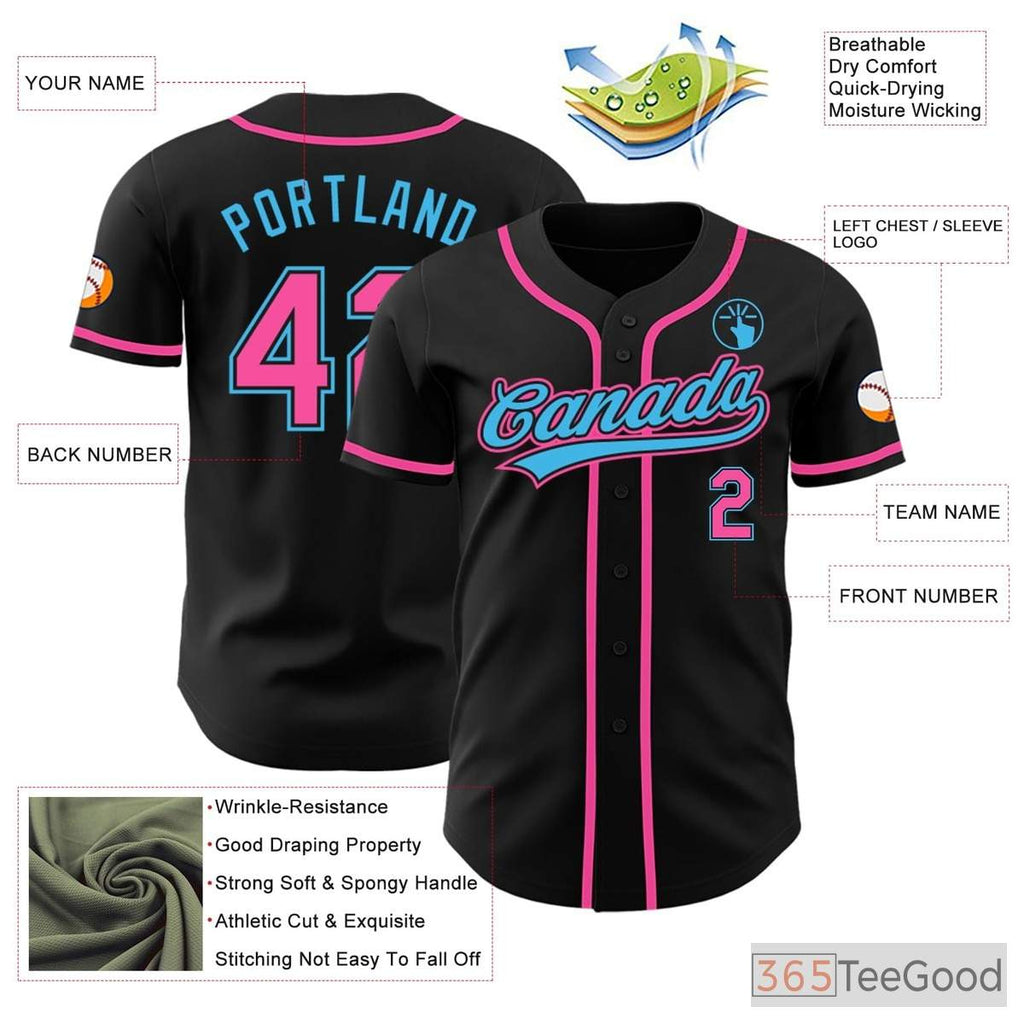 Black, Blue & Pink Baseball Jersey Tee for Men & Women - Customize Your Distinctive Apparel