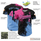 Black, Blue & Pink Custom Baseball Jersey Tee for Men & Women - Stitched Design