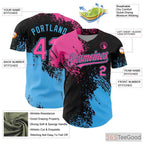 Black, Blue & Pink Personalized Baseball Jersey Tee with Stitched Name & Number