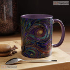 Black Cat Stained Glass Moon Mug - Witchy Celestial Aesthetic Gift Ceramic Accent Mug