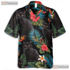 Black Cat Tropical Floral Aloha Beach Party Hawaiian Tee Unisex Outfit Top