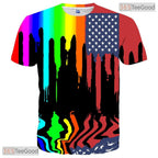 Black Colorful Fashion Graphic 3D Printed Short Sleeve Unisex T-Shirt Tops Styles