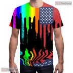 Black Colorful Fashion Graphic 3D Printed Short Sleeve Unisex T-Shirt Tops Styles