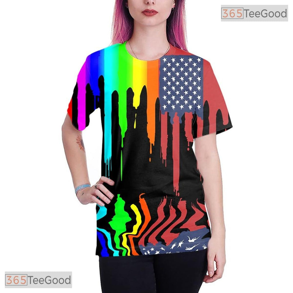Black Colorful Fashion Graphic 3D Printed Short Sleeve Unisex T-Shirt Tops Styles