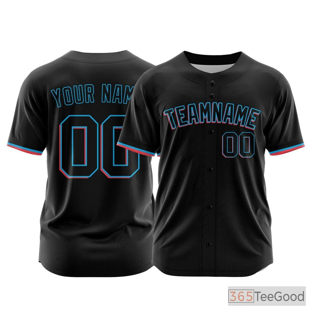 Black Custom Baseball Jersey Tee - Personalized Stitched Name & Number for Men & Women