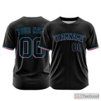 Black Custom Baseball Jersey Tee - Personalized Stitched Name & Number for Men & Women