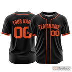 Black Custom Baseball Jersey Tee Personalized Printed Team Name Number for Men Women