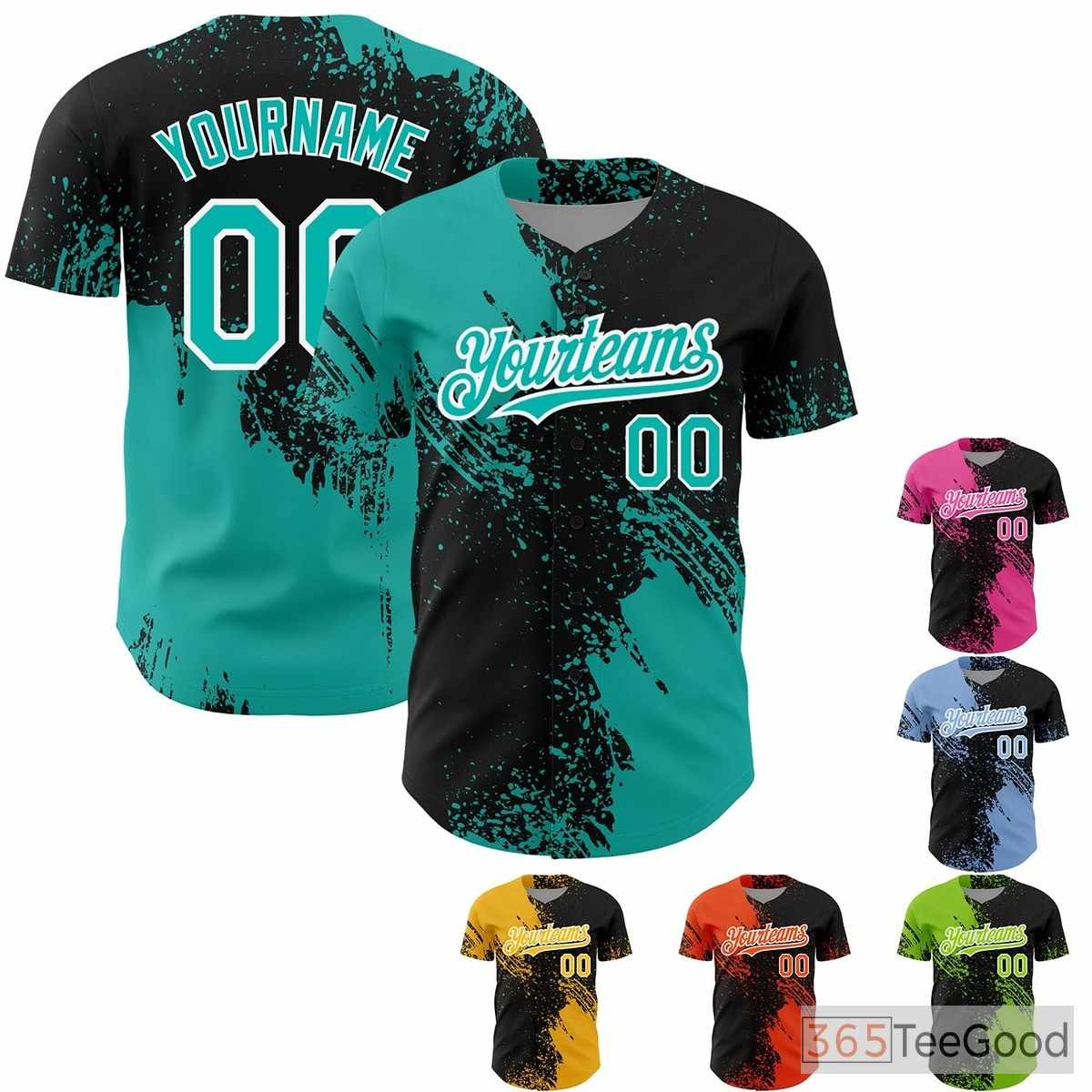 Black Custom Baseball Jersey Tee - Stitched Name & Number Personalization for Men & Women