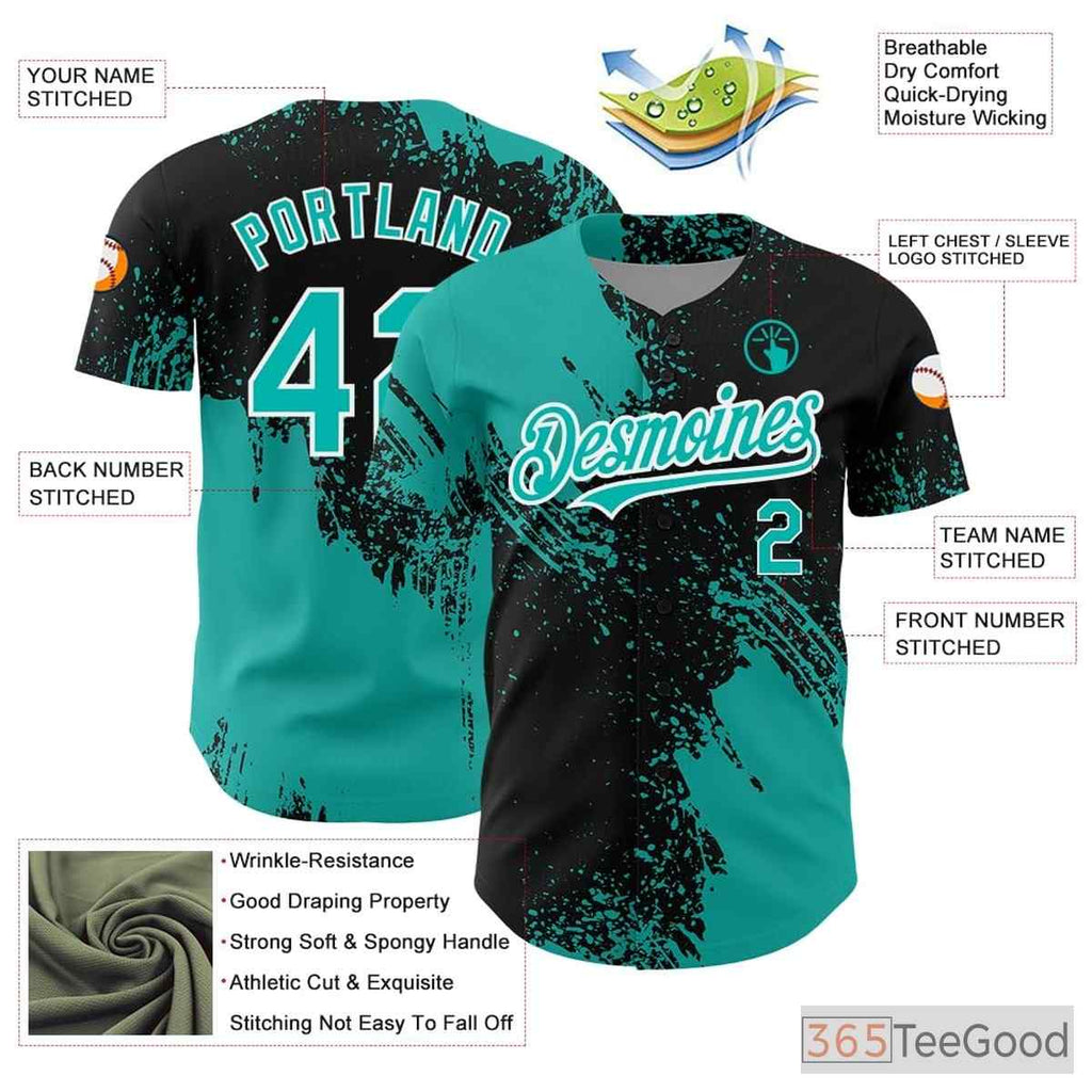 Black Custom Baseball Jersey Tee - Stitched Name & Number Personalization for Men & Women