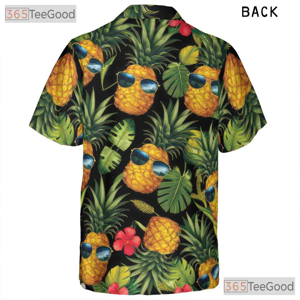 Black Funny Tropical Pineapple Vacation Hawaiian Shirt Men Women Summer Outfit