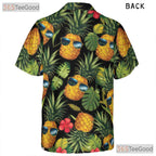 Black Funny Tropical Pineapple Vacation Hawaiian Shirt Men Women Summer Outfit