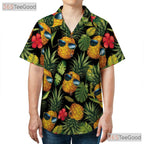 Black Funny Tropical Pineapple Vacation Hawaiian Shirt Men Women Summer Outfit