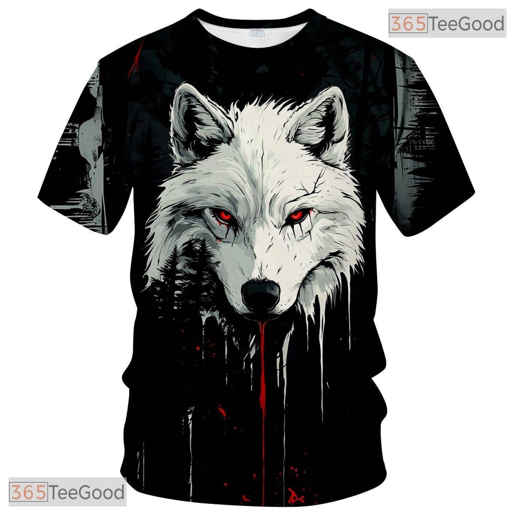 Black Wild Wolf Funny Graphic Novelty 3D Printed Casual Unisex Tee Shirt Tops Style