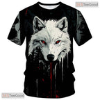 Black Wild Wolf Funny Graphic Novelty 3D Printed Casual Unisex Tee Shirt Tops Style