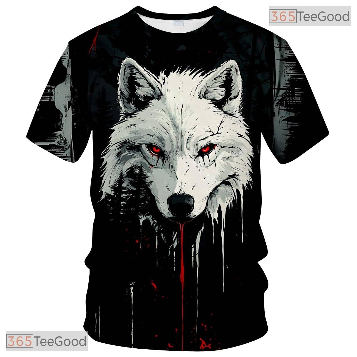 Black Wild Wolf Funny Graphic Novelty 3D Printed Casual Unisex Tee Shirt Tops Style