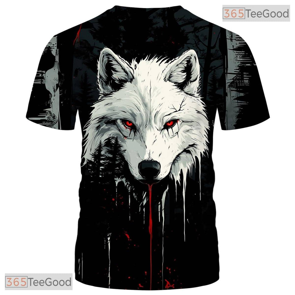 Black Wild Wolf Funny Graphic Novelty 3D Printed Casual Unisex Tee Shirt Tops Style