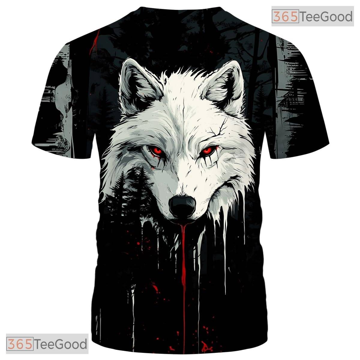 Black Wild Wolf Funny Graphic Novelty 3D Printed Casual Unisex Tee Shirt Tops Style