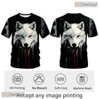 Black Wild Wolf Funny Graphic Novelty 3D Printed Casual Unisex Tee Shirt Tops Style
