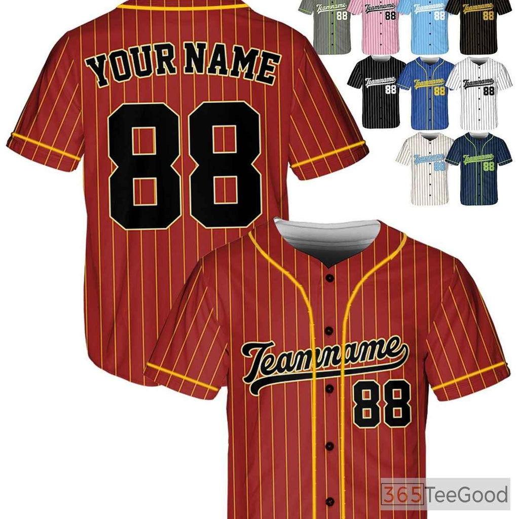 Black Gold Baseball Jersey Tee - Add Your Name, Number, and Team Logo