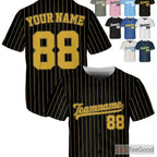 Black Gold Baseball Jersey Tee - Custom Name, Number, and Logo Personalization