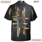 Black Gold Modern Luxury Abstract Geometric Print Hawaiian Shirt Unisex Top