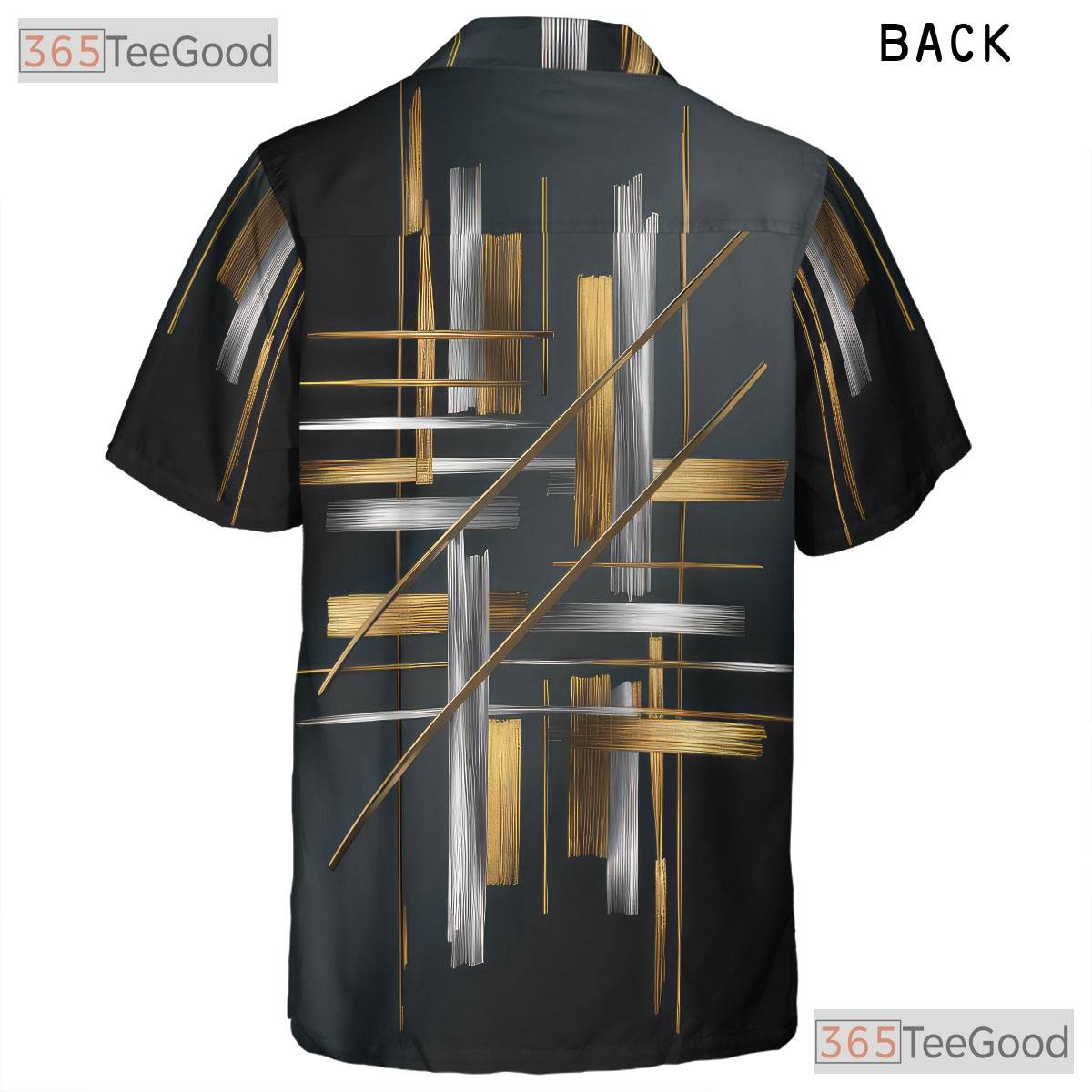 Black Gold Modern Luxury Abstract Geometric Print Hawaiian Shirt Unisex Top