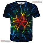 Abstract Black Graphic Print 3D Fashion Casual Unisex T-Shirt For Adults And Teens