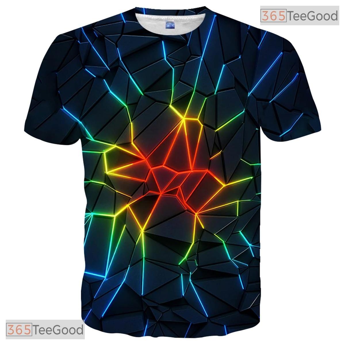 Abstract Black Graphic Print 3D Fashion Casual Unisex T-Shirt For Adults And Teens