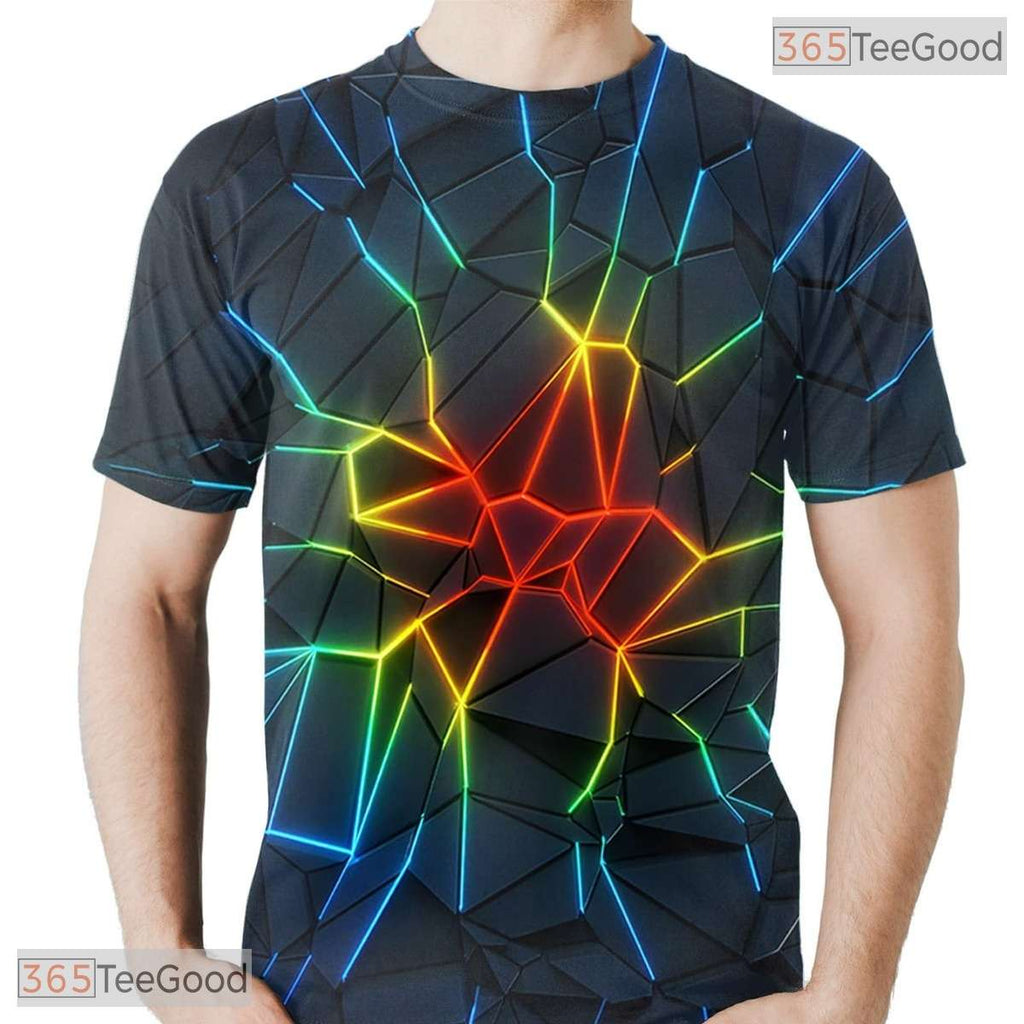 Abstract Black Graphic Print 3D Fashion Casual Unisex T-Shirt For Adults And Teens