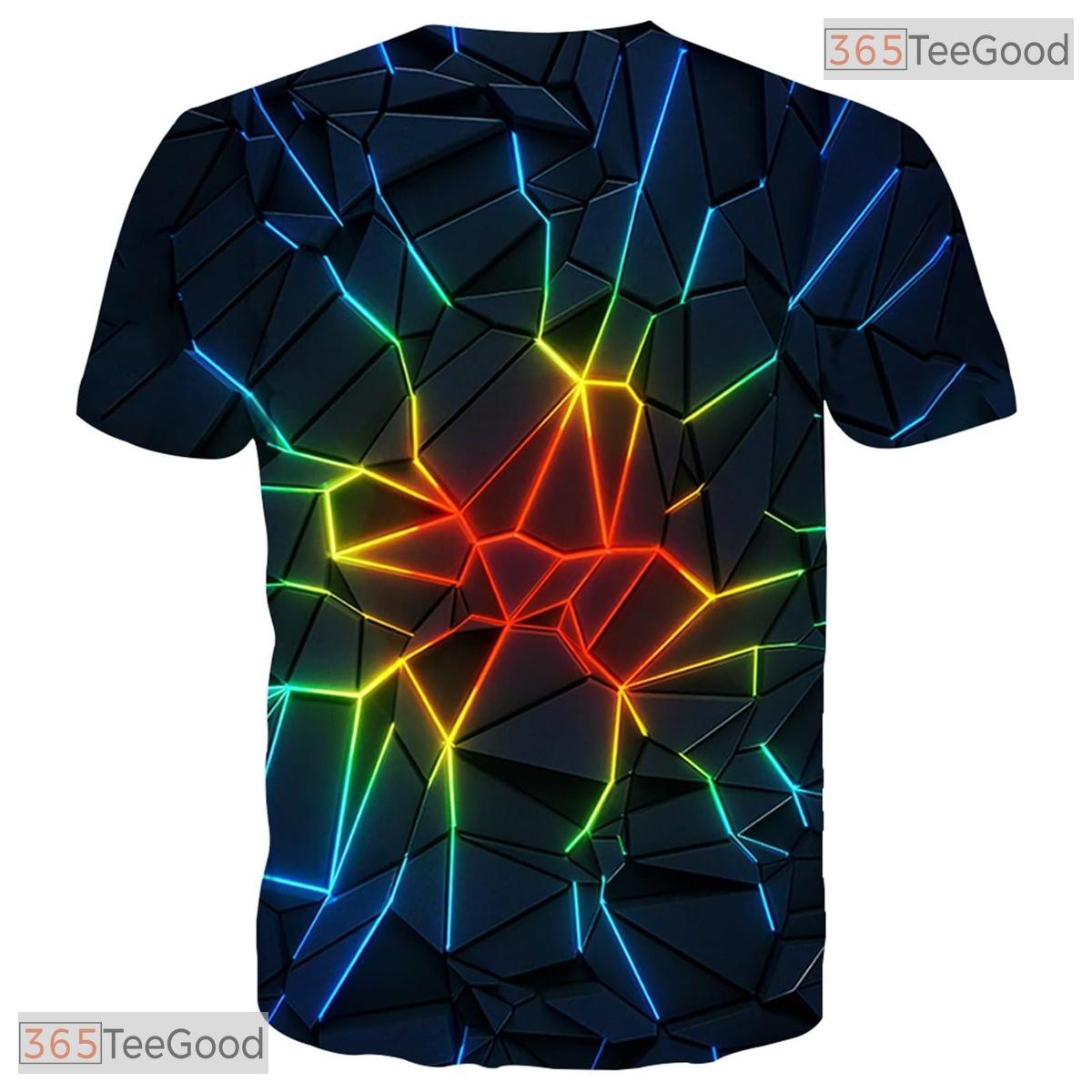Abstract Black Graphic Print 3D Fashion Casual Unisex T-Shirt For Adults And Teens