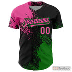 Black, Green & Pink Custom Stitched Baseball Jersey Tee for Men & Women