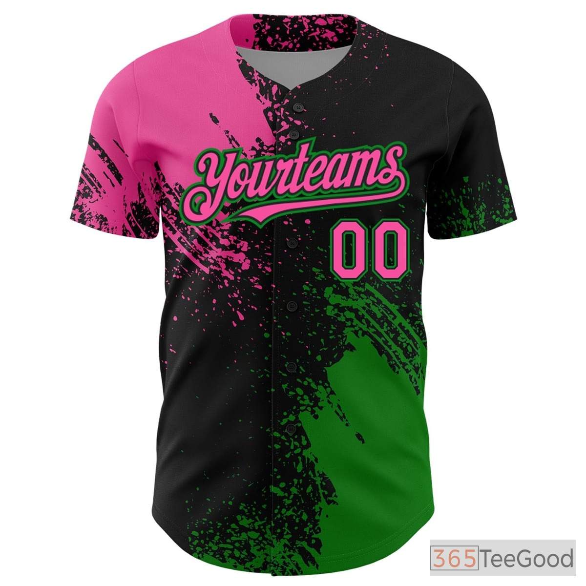 Black, Green & Pink Custom Stitched Baseball Jersey Tee for Men & Women
