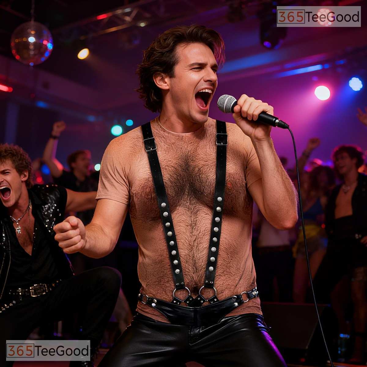 Black Hairy Chest Fake Abs Costume Novelty 3D Graphic Printed Casual Unisex T-Shirt