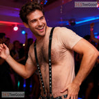 Black Hairy Chest Fake Abs Costume Novelty 3D Graphic Printed Casual Unisex T-Shirt