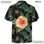 Black Hibiscus Floral Hawaiian Shirt - Adult Tropical Aloha Luau Beachwear