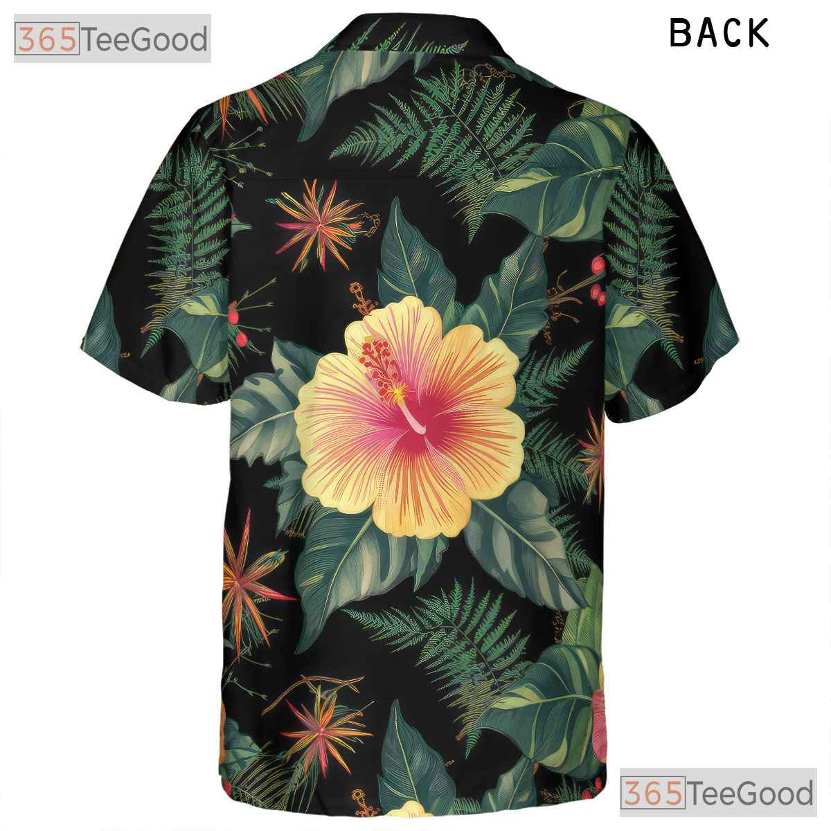 Black Hibiscus Floral Hawaiian Shirt - Adult Tropical Aloha Luau Beachwear