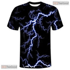 Black Lightning American Eagle Flag 3D Graphic Printed Casual Unisex Tee Shirt Styles