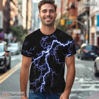 Black Lightning American Eagle Flag 3D Graphic Printed Casual Unisex Tee Shirt Styles