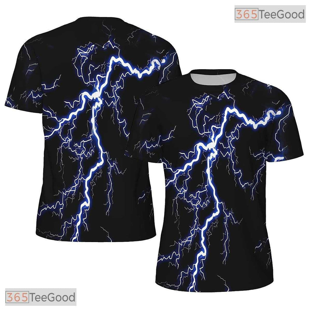 Black Lightning American Eagle Flag 3D Graphic Printed Casual Unisex Tee Shirt Styles