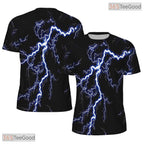 Black Lightning American Eagle Flag 3D Graphic Printed Casual Unisex Tee Shirt Styles