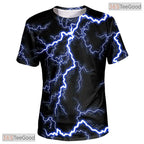 Fierce Black Lightning Storm Graphic 3D Printed Casual Unisex Tee Shirt Styles
