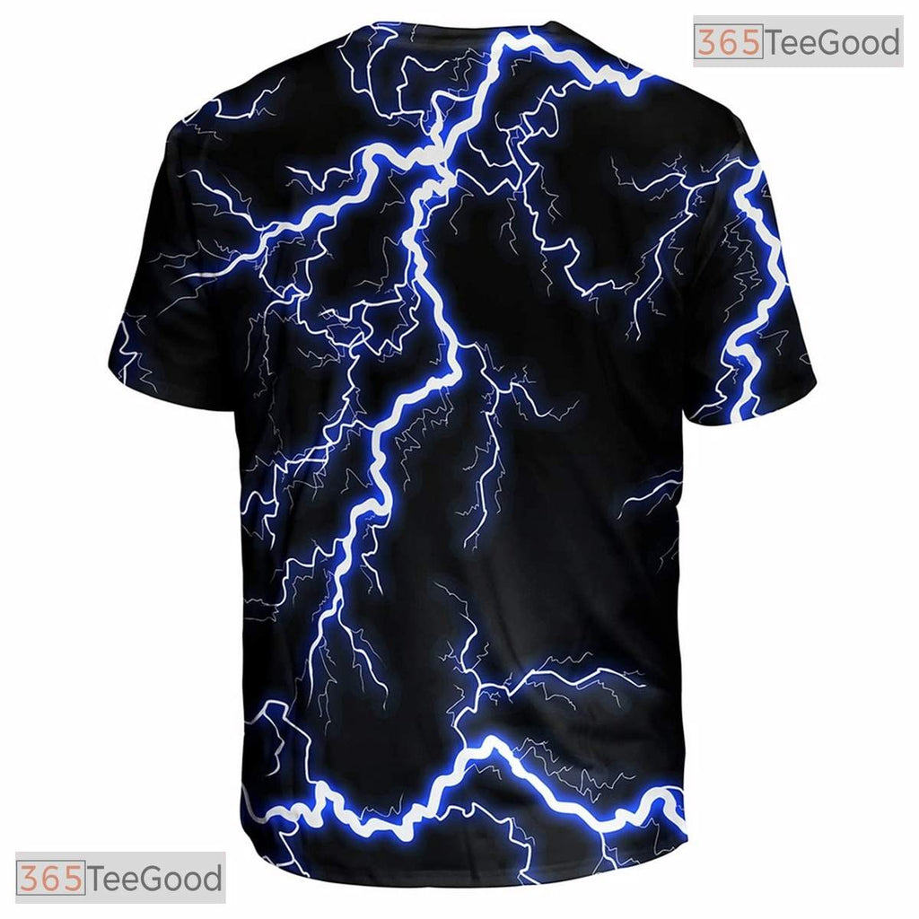 Fierce Black Lightning Storm Graphic 3D Printed Casual Unisex Tee Shirt Styles