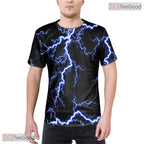 Fierce Black Lightning Storm Graphic 3D Printed Casual Unisex Tee Shirt Styles